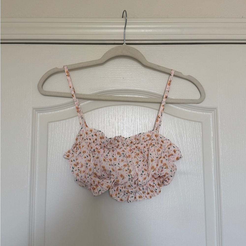 Floral Ruffle Crop Top & Skirt